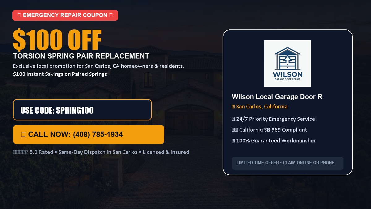 $100 OFF Heavy-Duty Torsion Spring Pair Replacement in San Carlos, CA