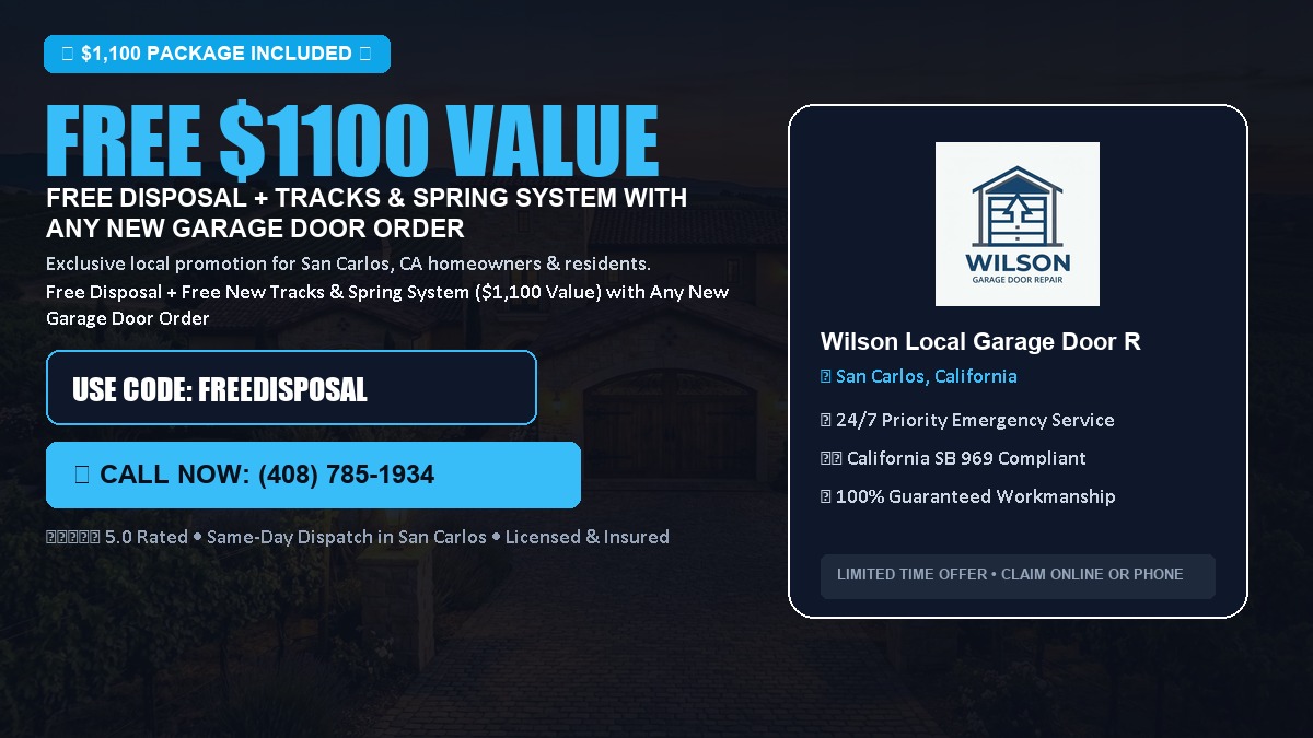 Free Disposal + Free New Tracks & Spring System with Any New Garage Door Order ($1100 Value) in San Carlos, CA
